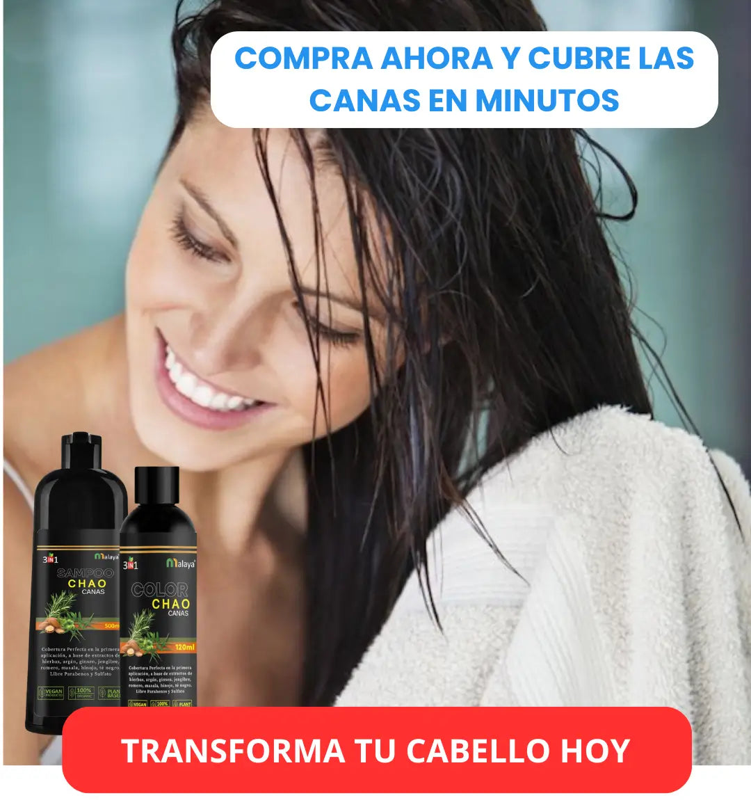 Shampoo CHAOCANAS® – Adiós a las canas en solo 15 minutos ORIGINAL